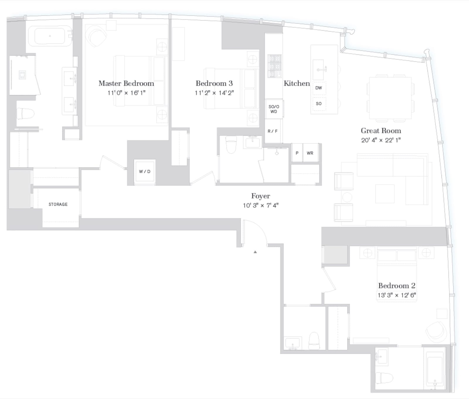 111 Murray Street Floors 33-43, Residence A floor plan