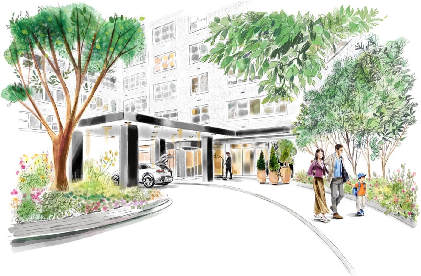 155W68 — Building entrance / porte-cochere (artist rendering)