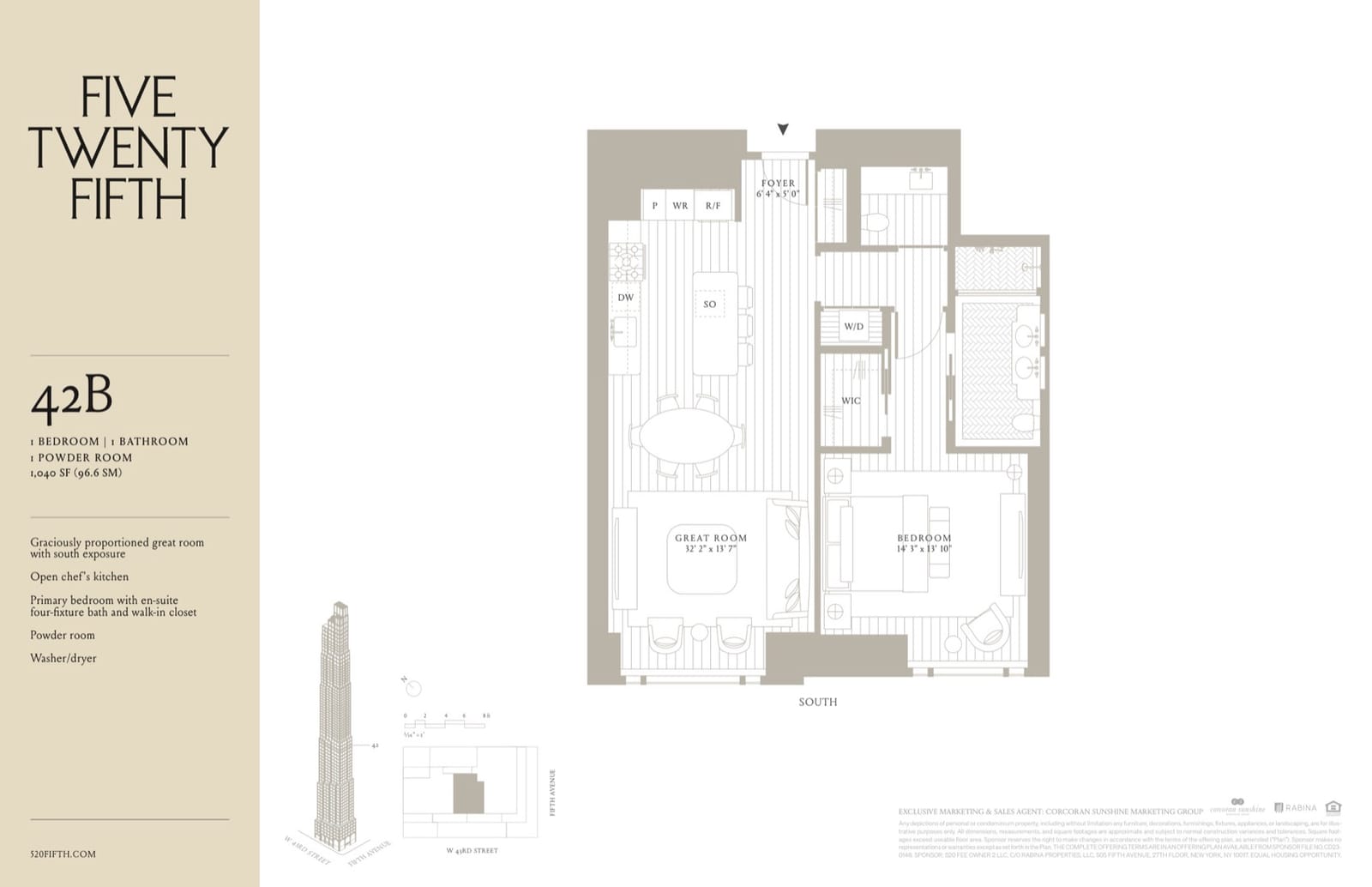 520 Fifth Avenue Residence 42B floor plan