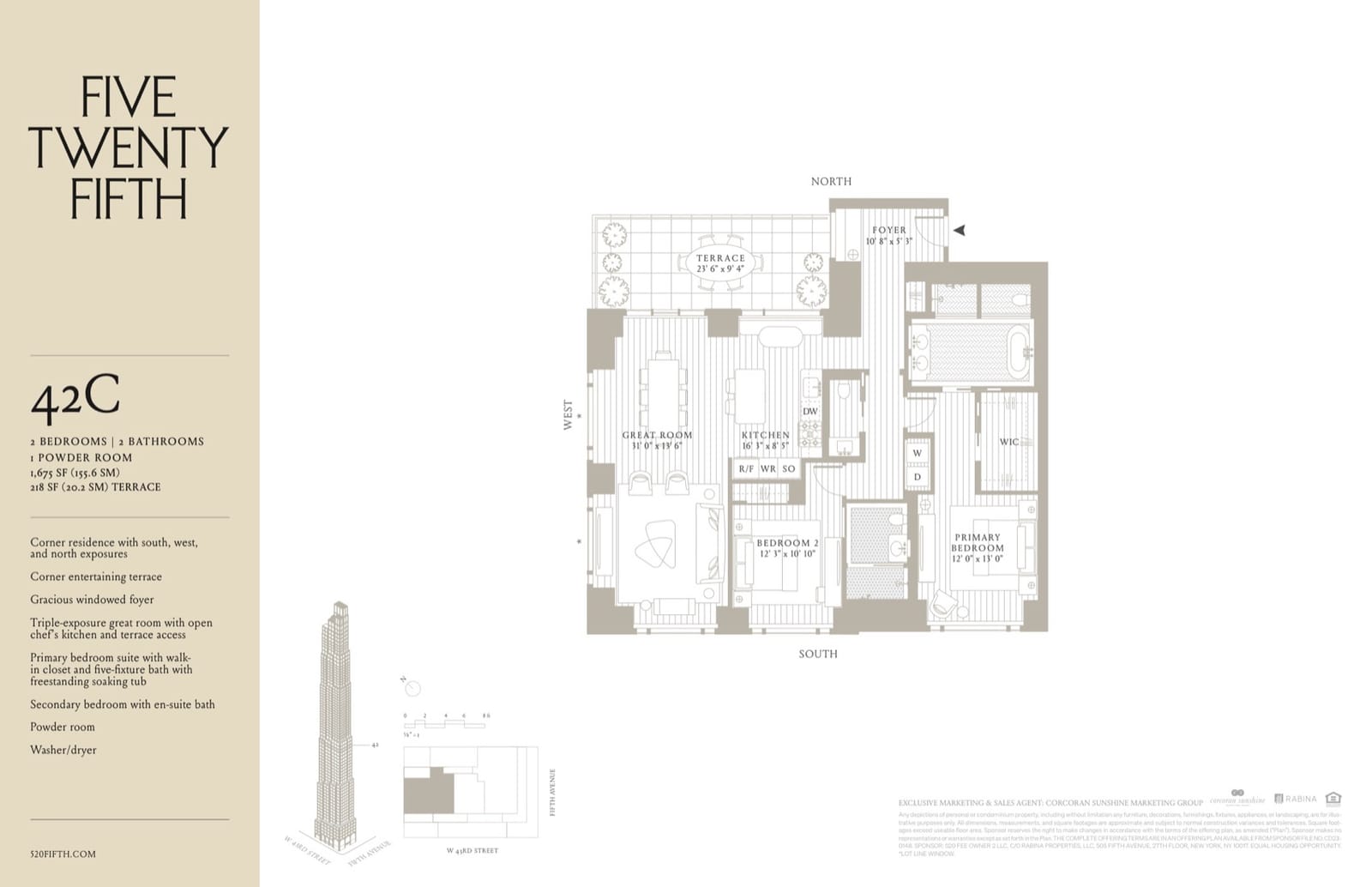 520 Fifth Avenue Residence 42C floor plan