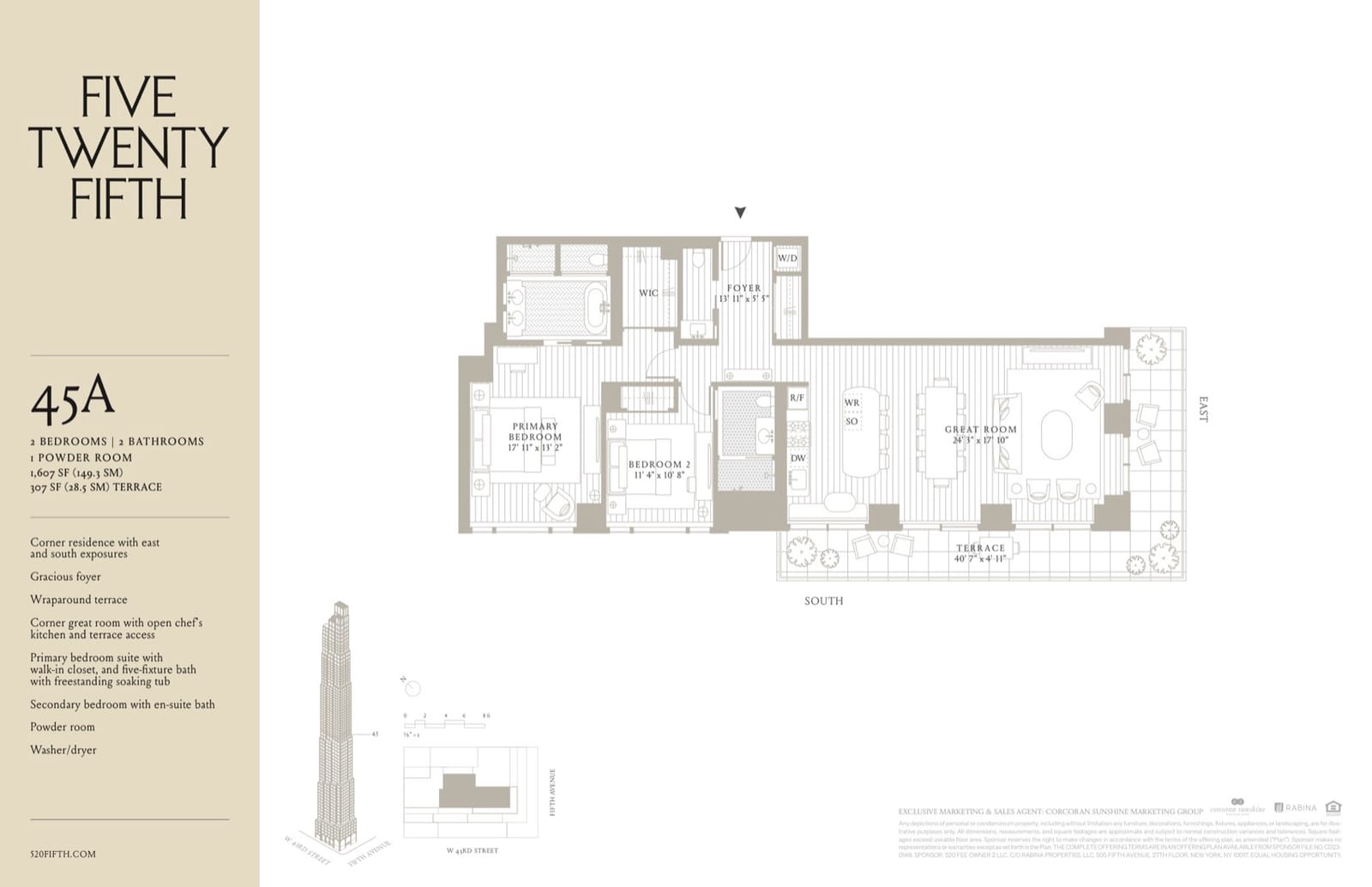 520 Fifth Avenue Residence 45A floor plan