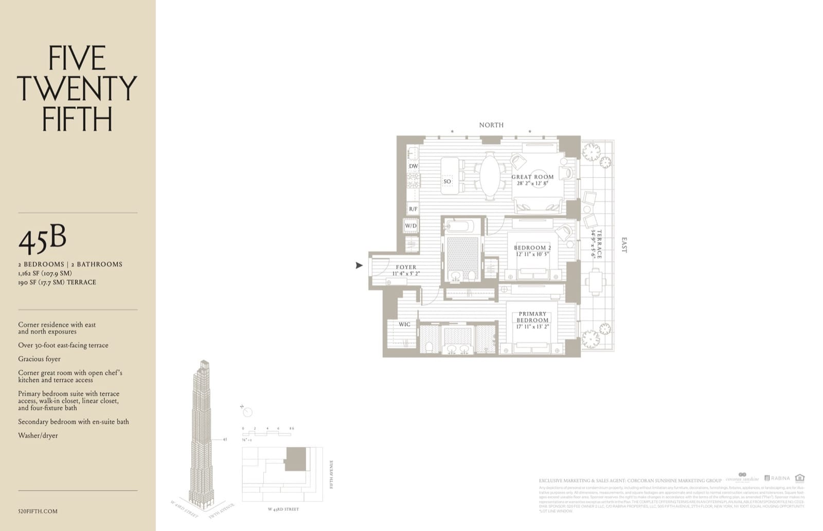 520 Fifth Avenue Residence 45B floor plan