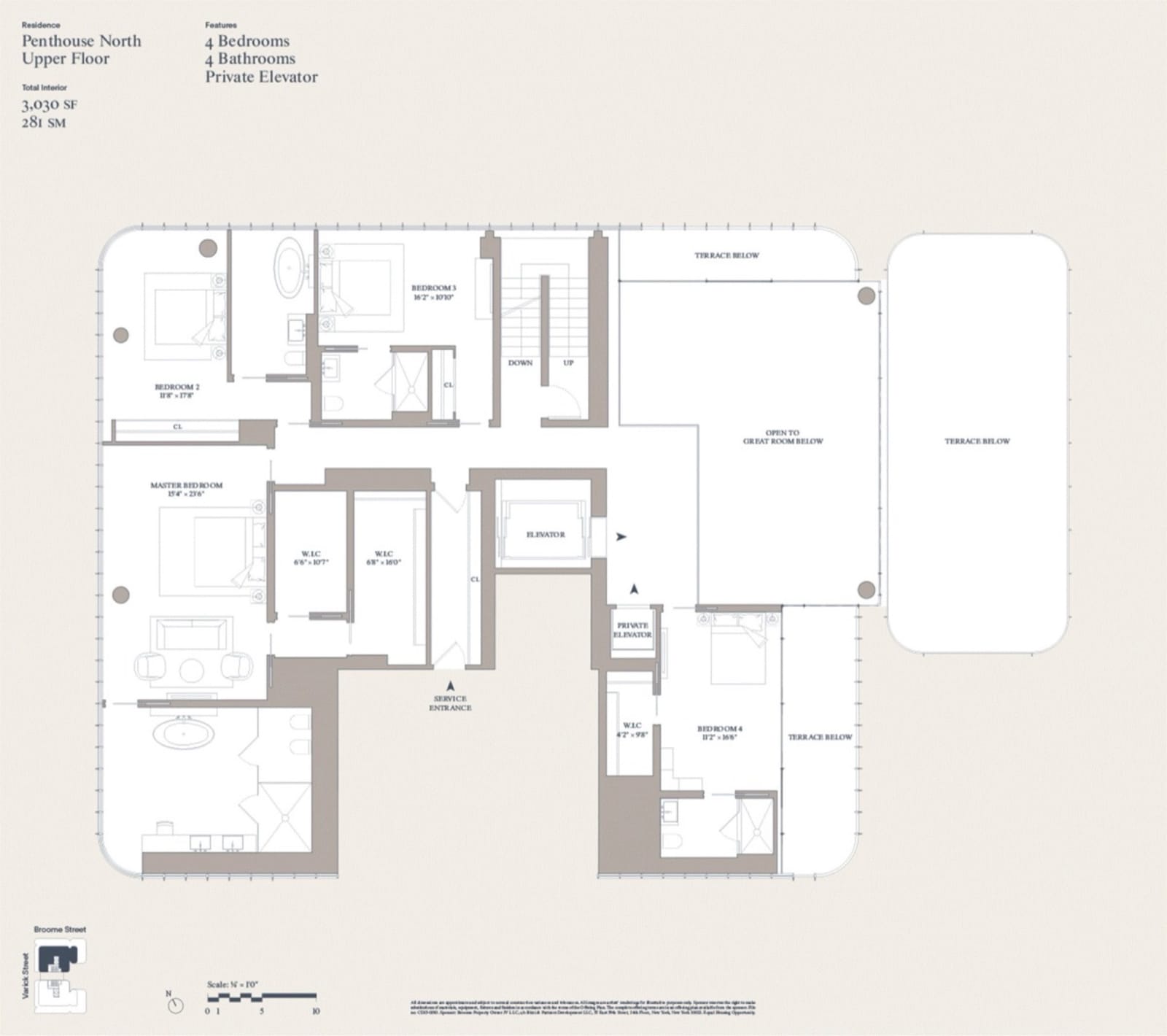 565 Broome Soho Penthouse — upper floor plan floor plan