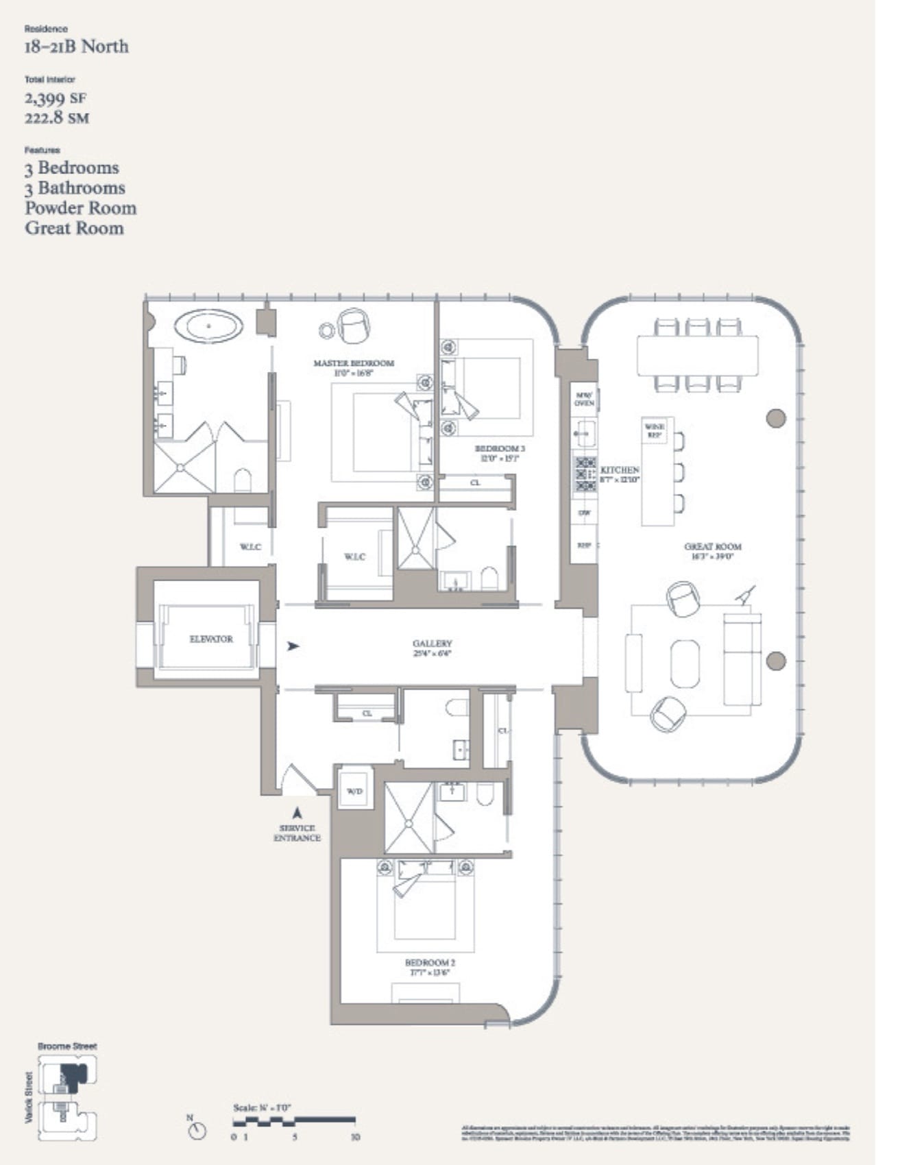 565 Broome Soho Residence Line B, Floors 18-21 North — floor plan floor plan