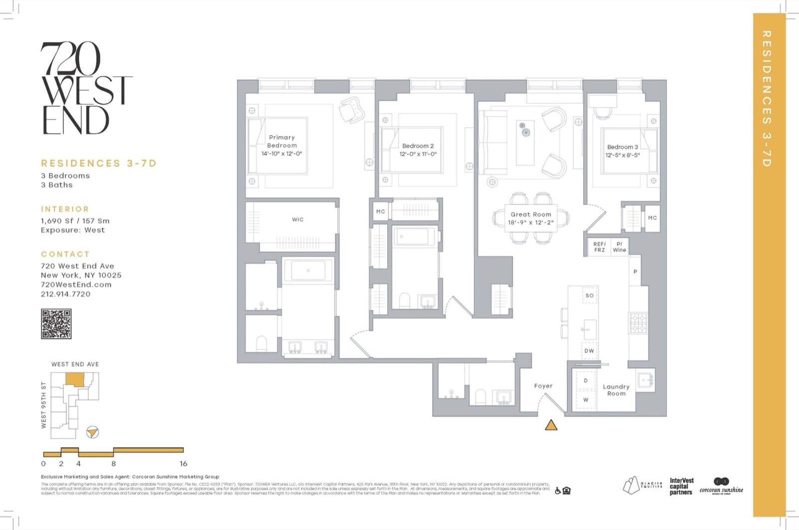 720 West End Avenue Residences 3-7D floor plan floor plan