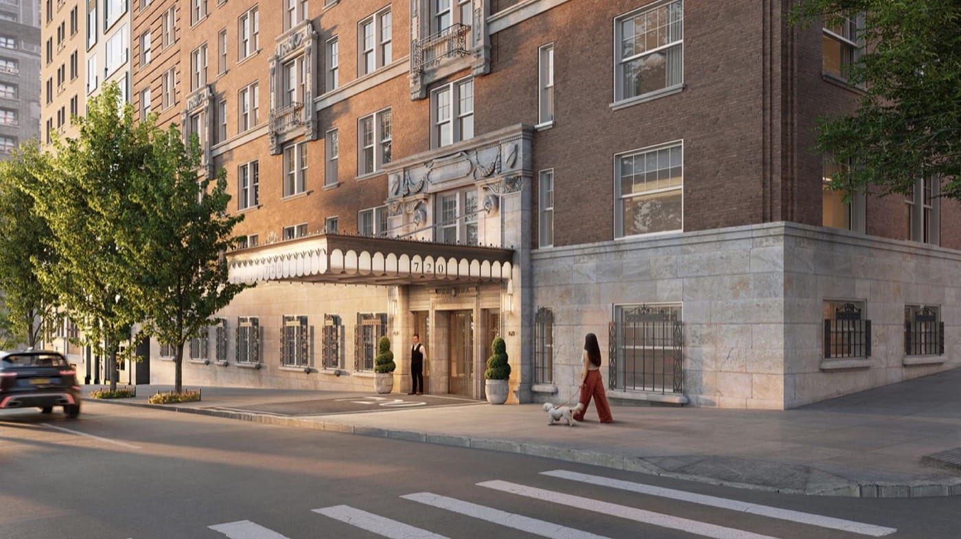 720 West End Avenue — Restored Renaissance Revival entrance marquee