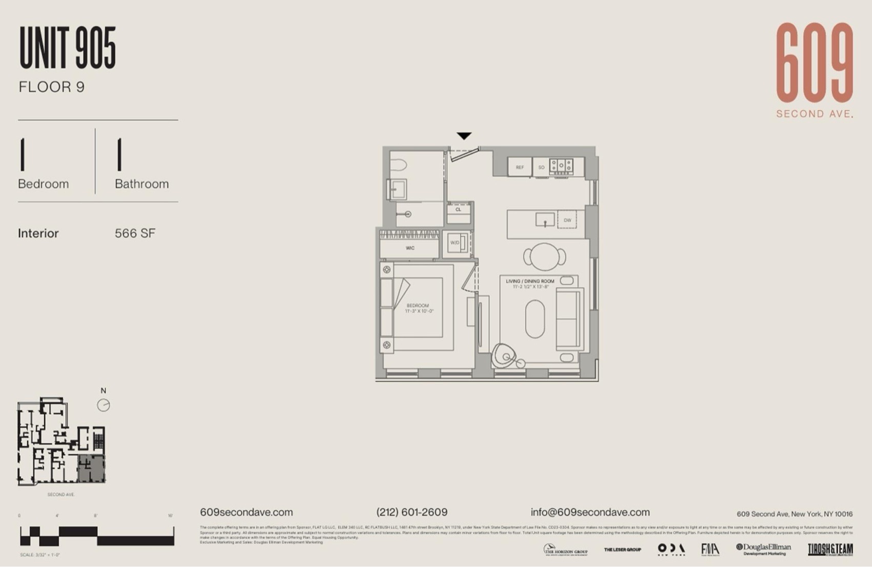Nolen Unit 905 — 1 Bedroom floor plan