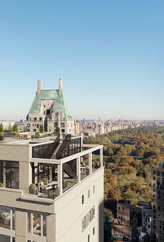 ONE11 Residences — Building crown and rooftop terrace overlooking Central Park