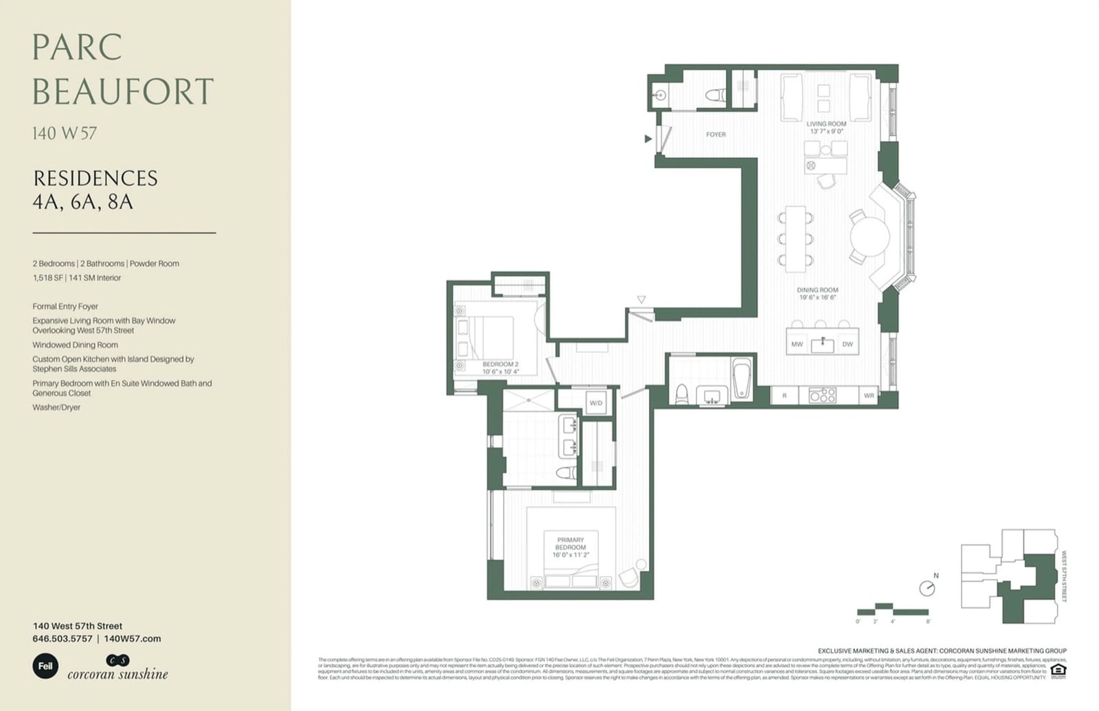Parc Beaufort Residence 4A — 2 Bed / 2.5 Bath floor plan