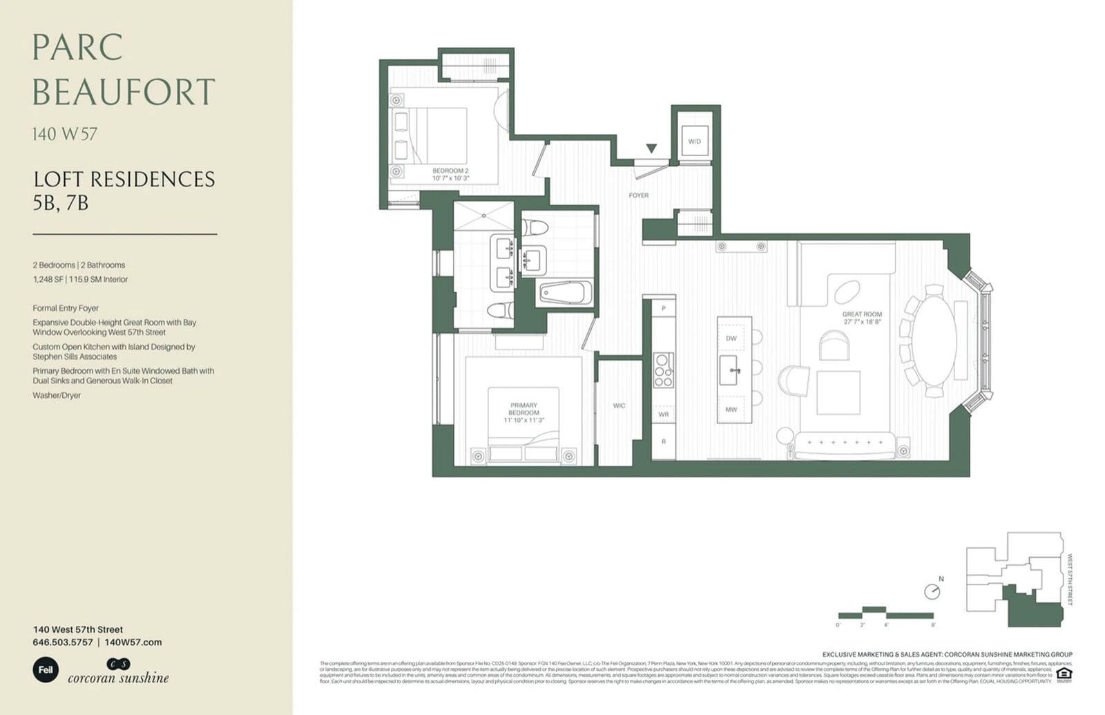 Parc Beaufort Residence 5B / 7B (B-line) — 2 Bed / 2 Bath floor plan