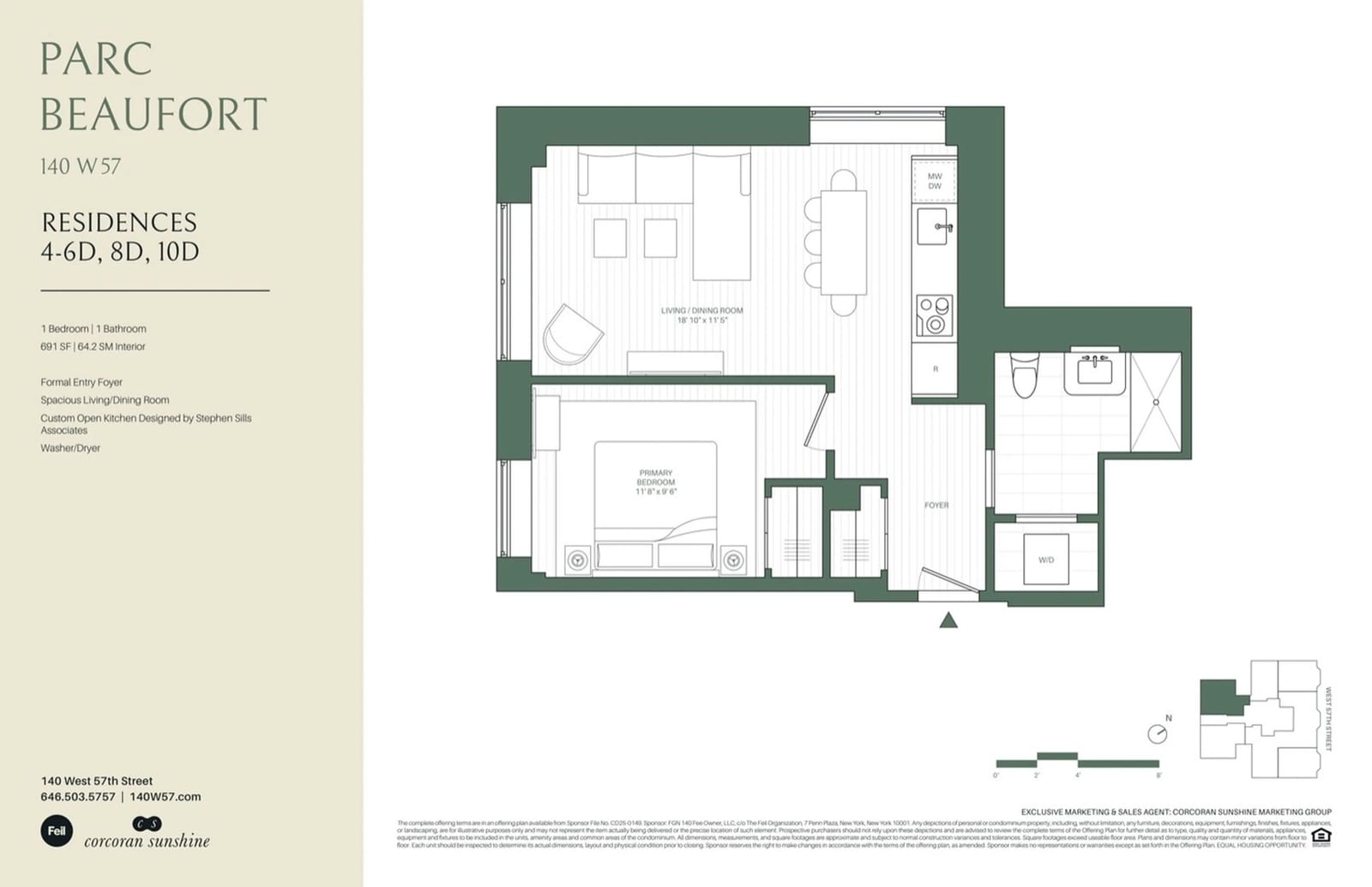Parc Beaufort Residence 5D / 6D / 8D (D-line) — 1 Bed / 1 Bath floor plan