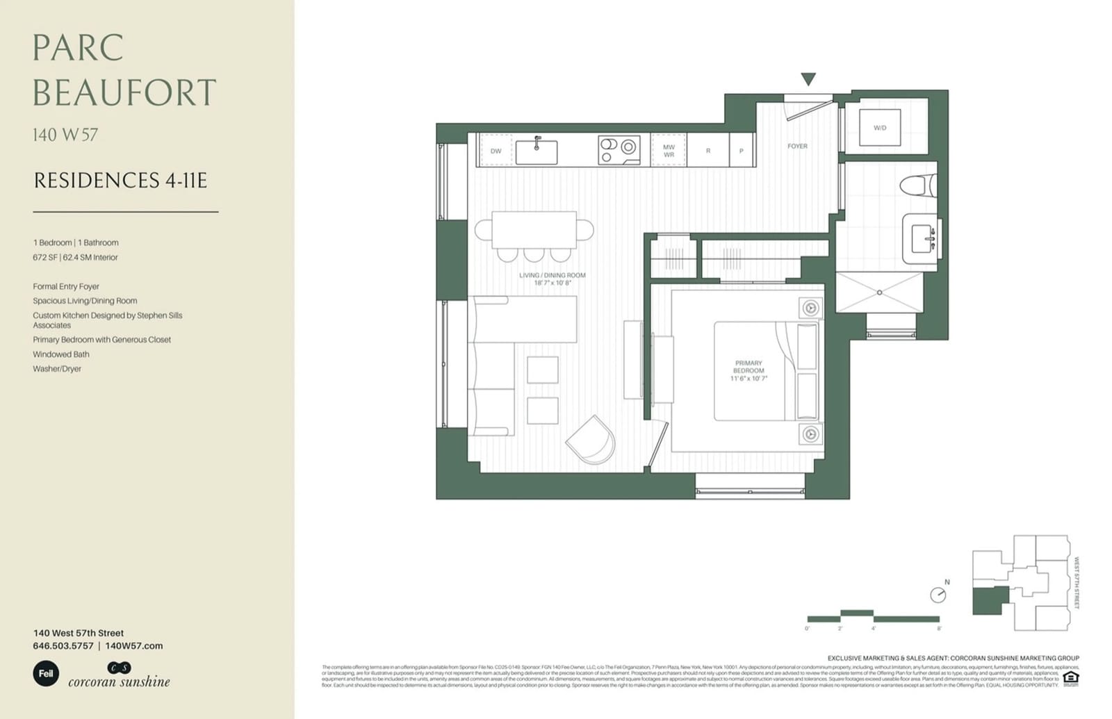 Parc Beaufort Residence 5E — 1 Bed / 1 Bath floor plan