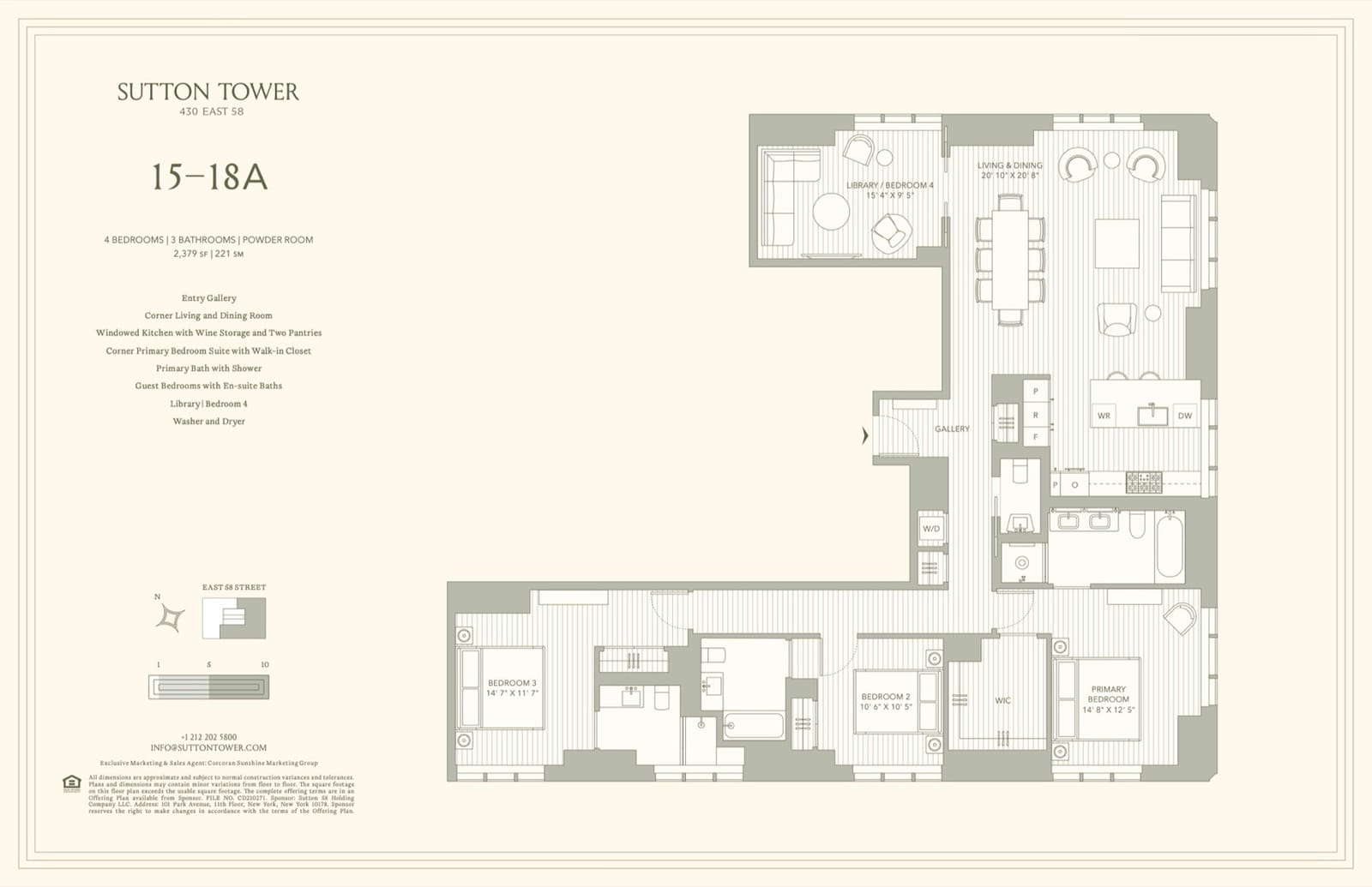 Sutton Tower Residence Line A, Floors 15-18 floor plan