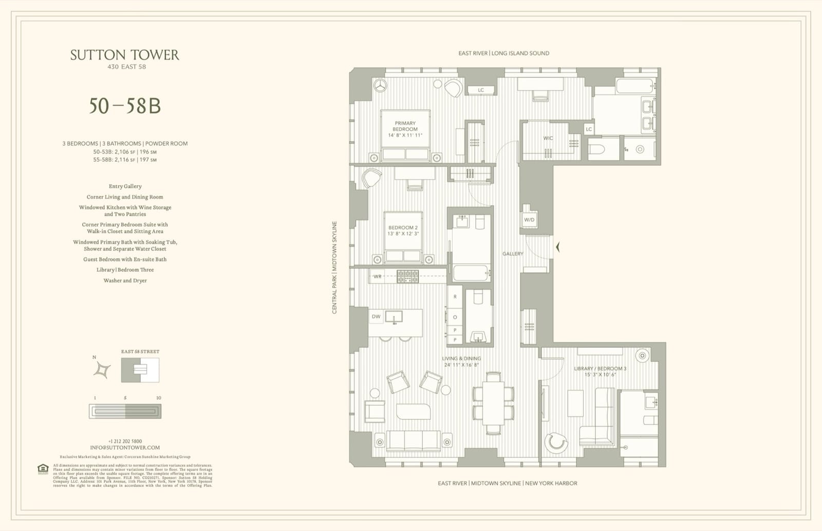 Sutton Tower Residence Line B, Floors 50-58 floor plan