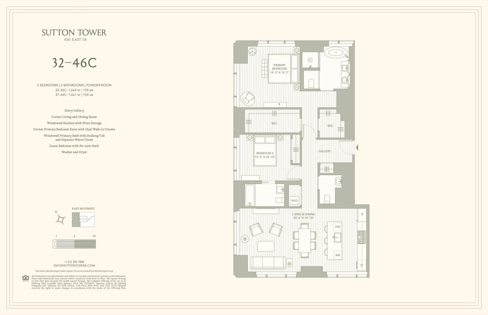 Sutton Tower Residence Line C, Floors 32-46 floor plan