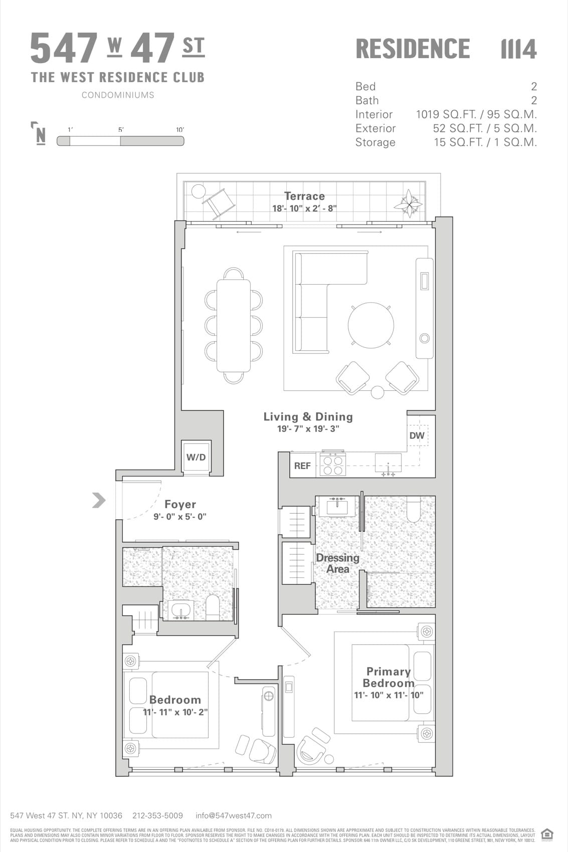 The West Residence Club Residence 1114 — 2 Bed, 2 Bath (1,019 sf) floor plan
