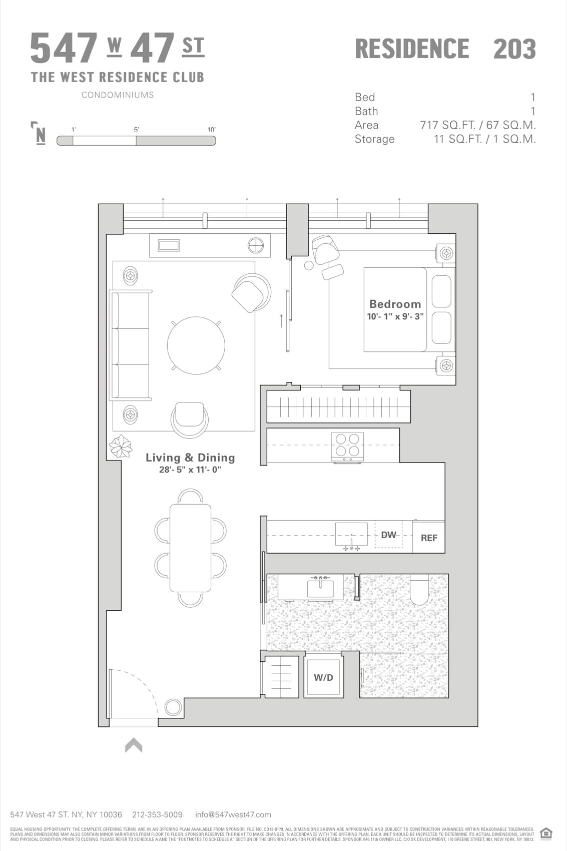 The West Residence Club Residence 203 — 1 Bed, 1 Bath (717 sf) floor plan