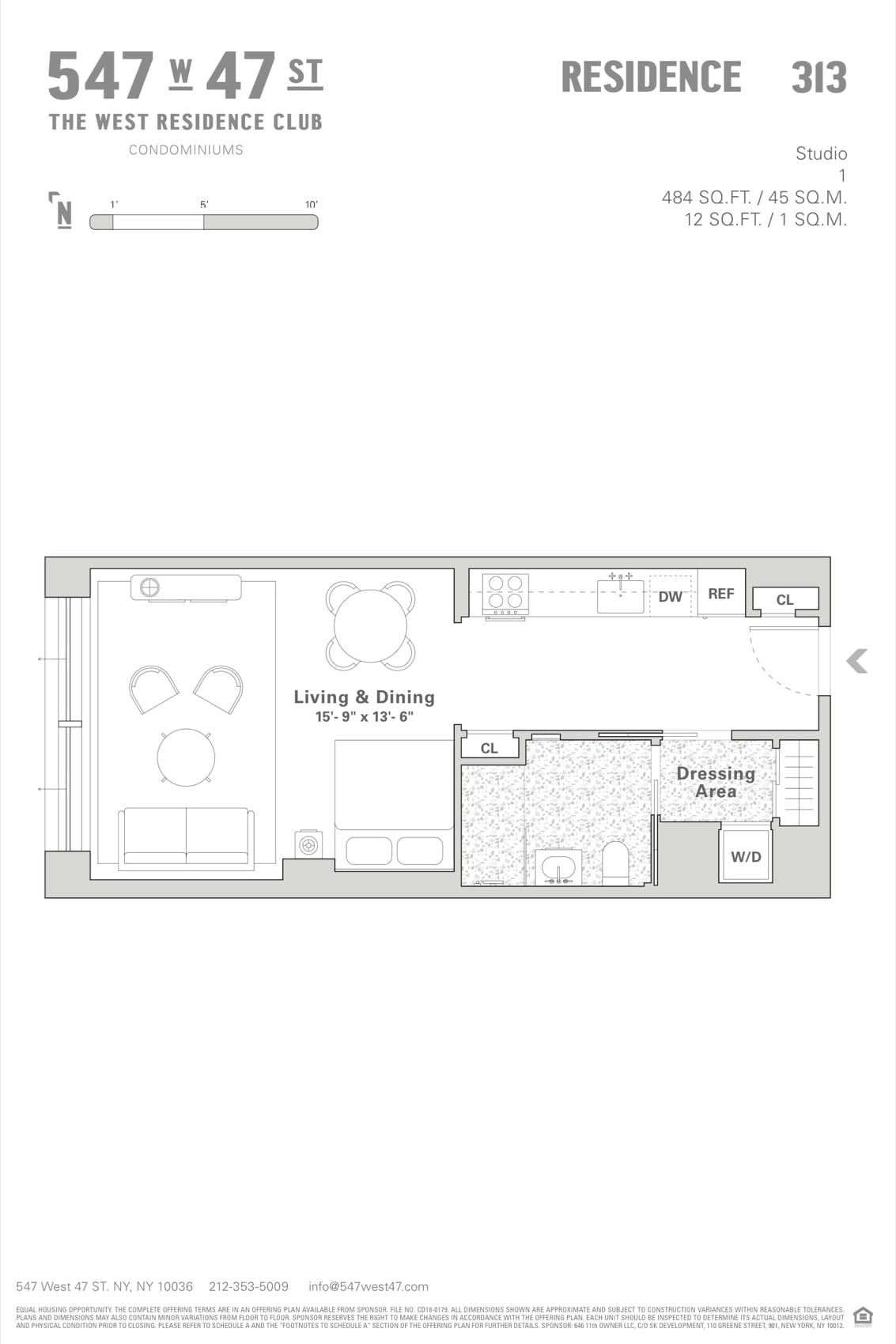 The West Residence Club Residence 313 — Studio, 1 Bath (484 sf) floor plan