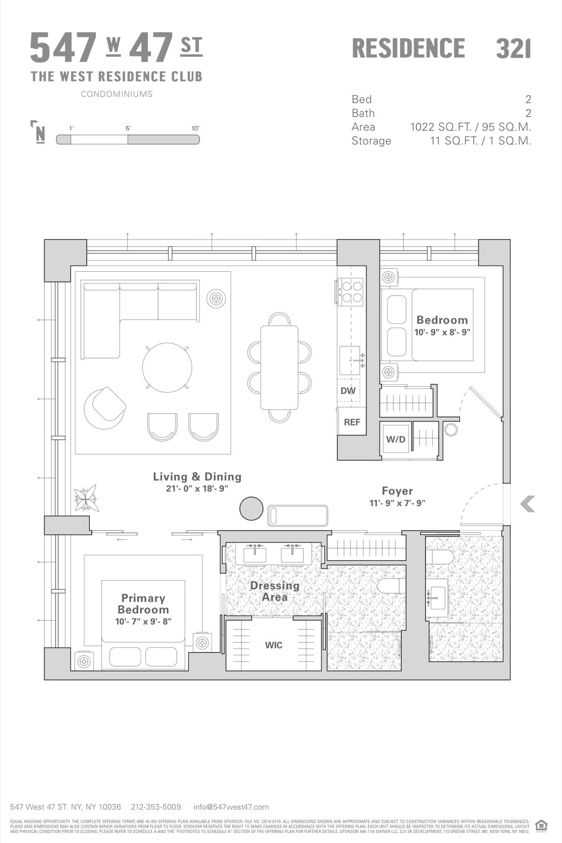 The West Residence Club Residence 321 — 2 Bed, 2 Bath (1,022 sf) floor plan