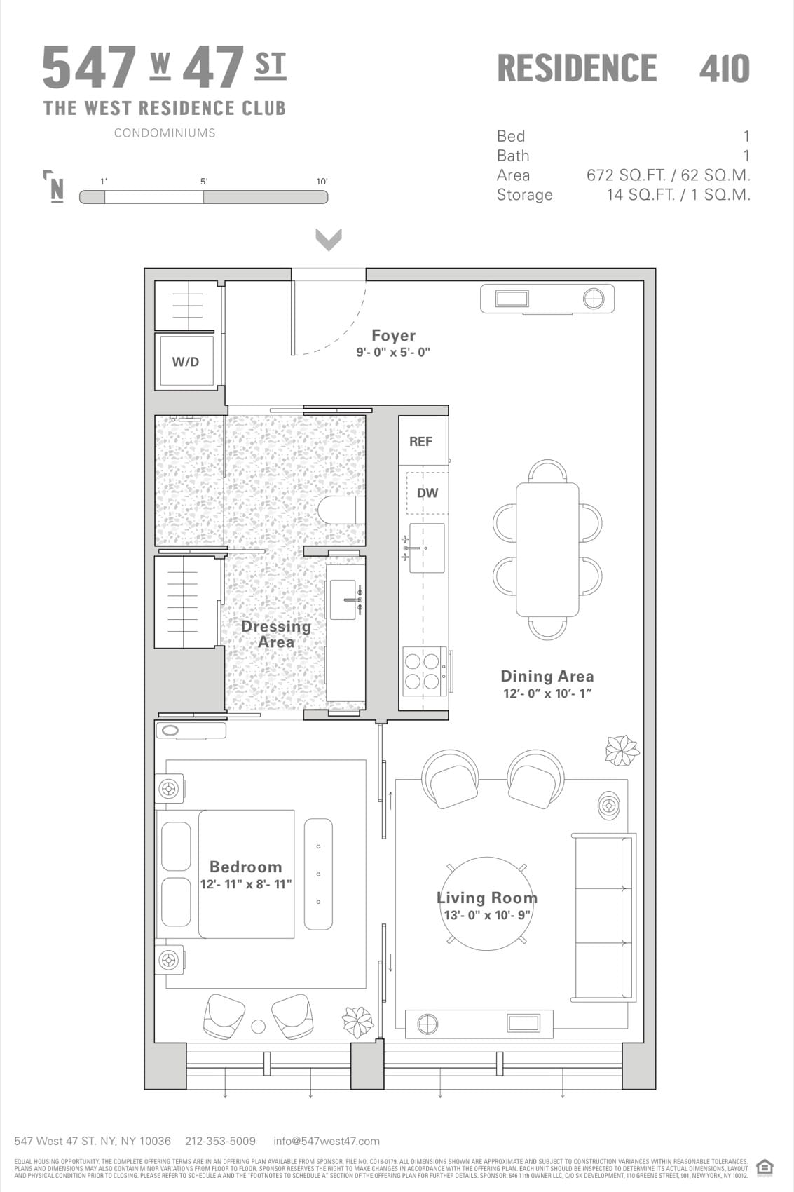 The West Residence Club Residence 410 — 1 Bed, 1 Bath (675 sf) floor plan