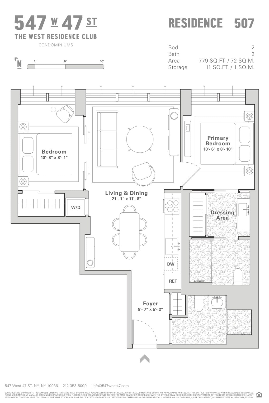 The West Residence Club Residence 507 — 2 Bed, 2 Bath (779 sf) floor plan