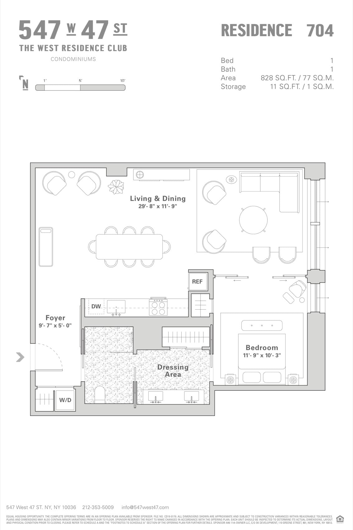 The West Residence Club Residence 704 — 1 Bed, 1 Bath (828 sf) floor plan