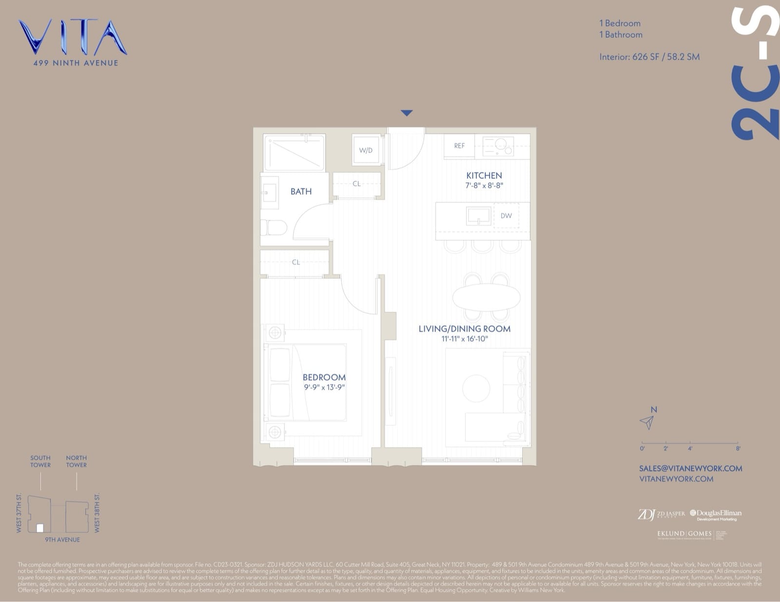 VITA North Tower Residence 2C-S — 1 Bed floor plan