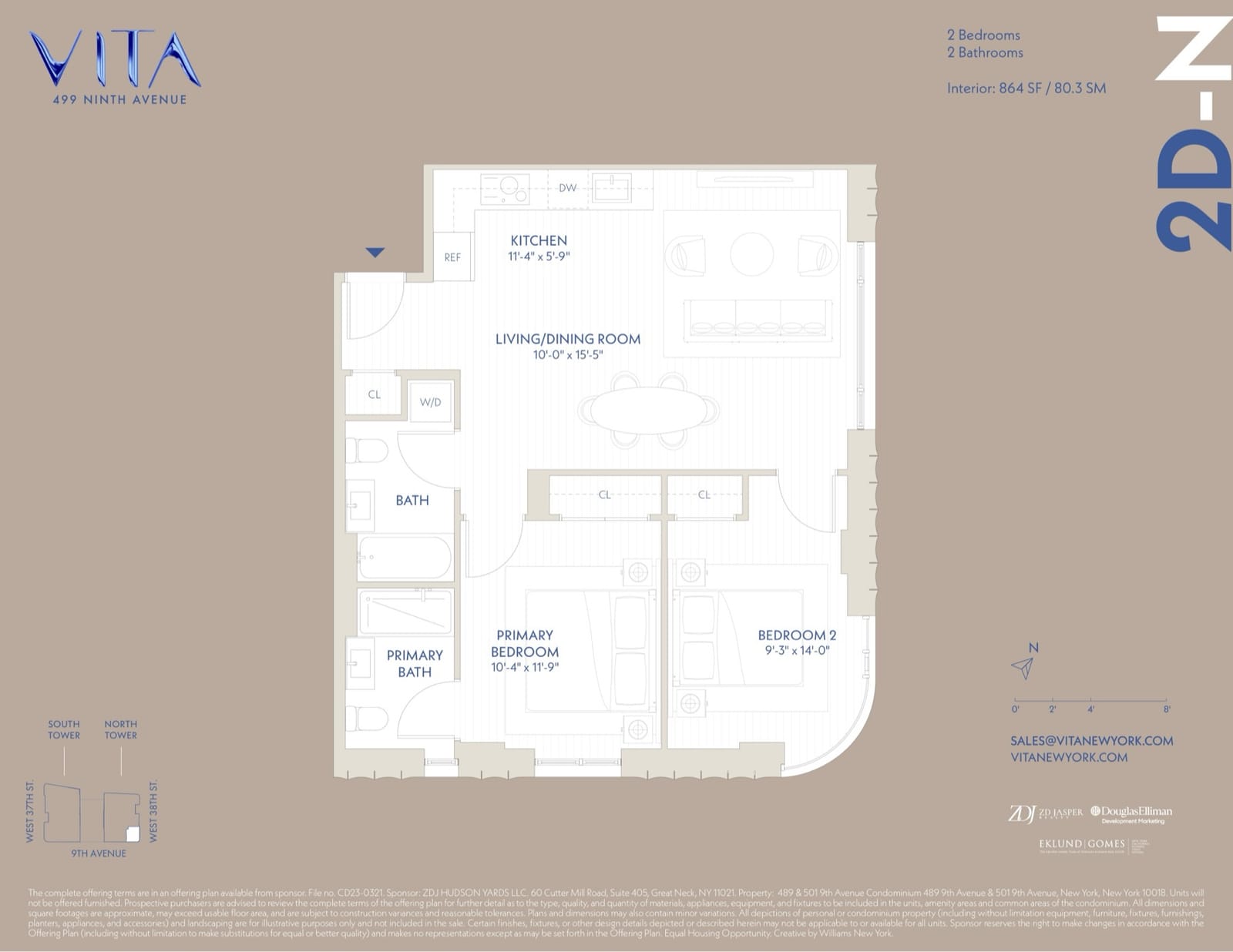 VITA North Tower Residence 2D-N — 2 Bed floor plan