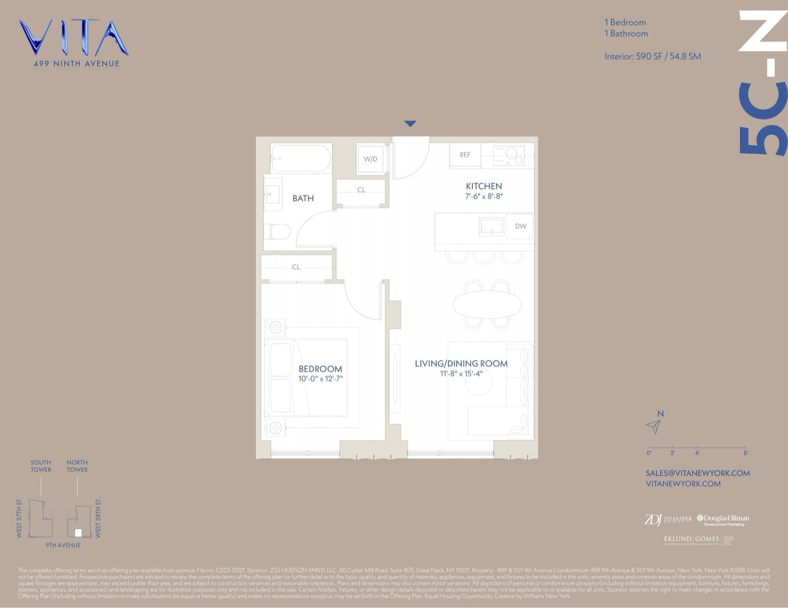 VITA North Tower Residence 5C-N — 1 Bed floor plan