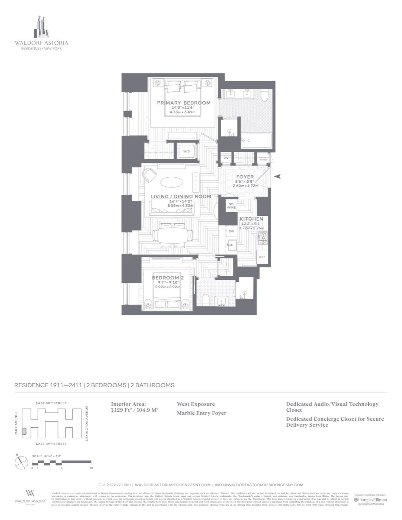 Waldorf Astoria Residences New York Floor plan — Residences 1911–2411 line floor plan