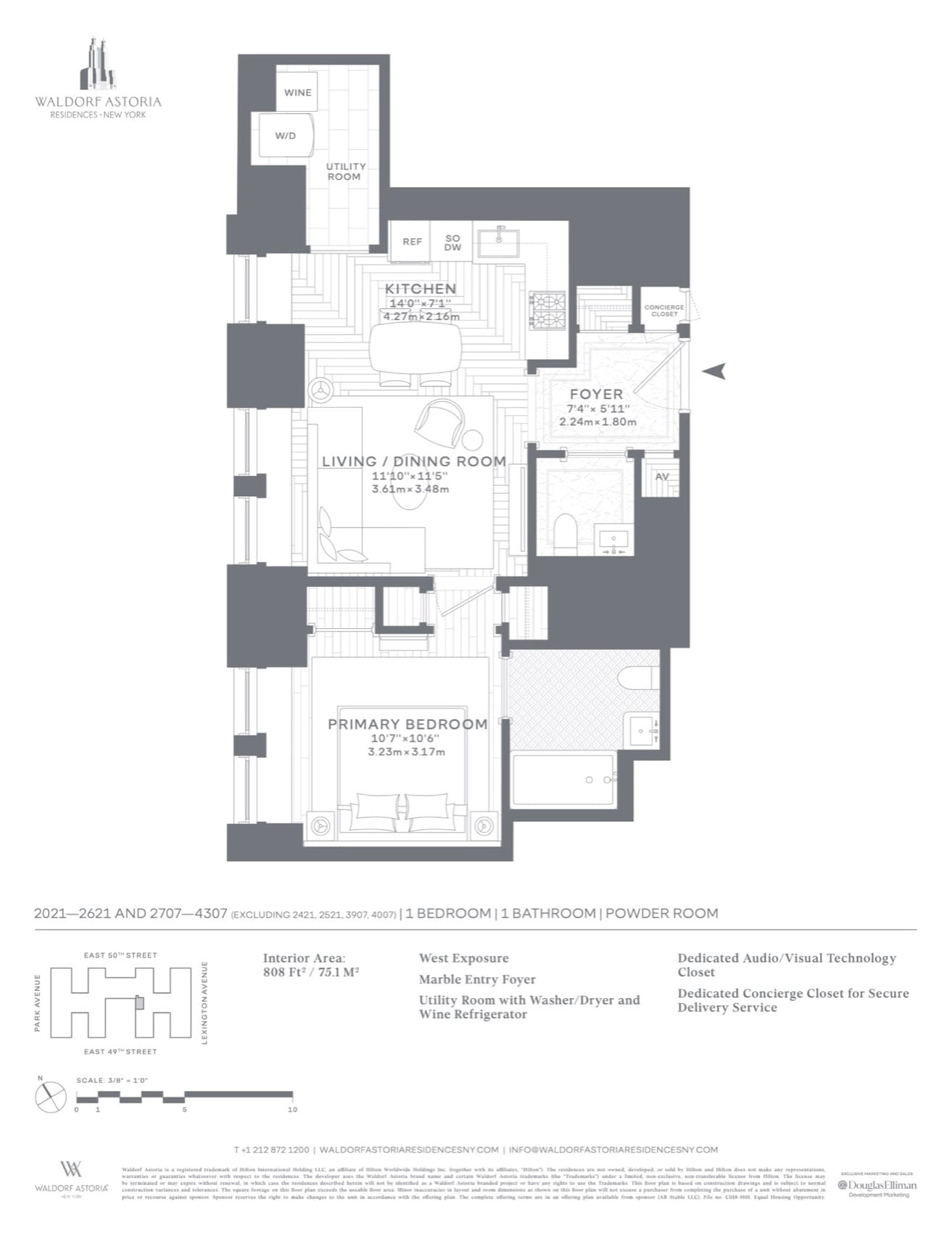 Waldorf Astoria Residences New York Floor plan — Residences 2021–2621 / 2707–4307 floor plan