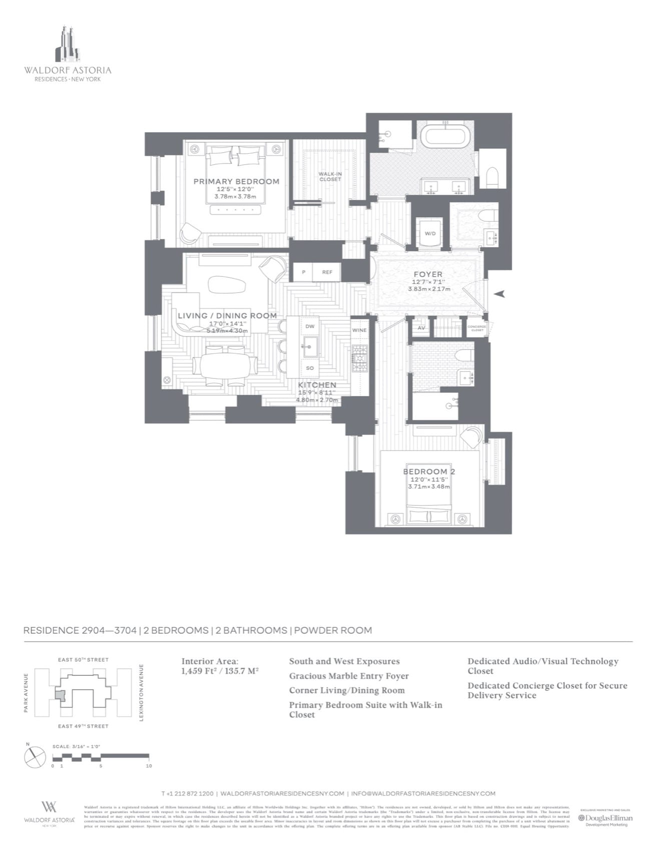 Waldorf Astoria Residences New York Floor plan — Residences 2904–3704 line floor plan