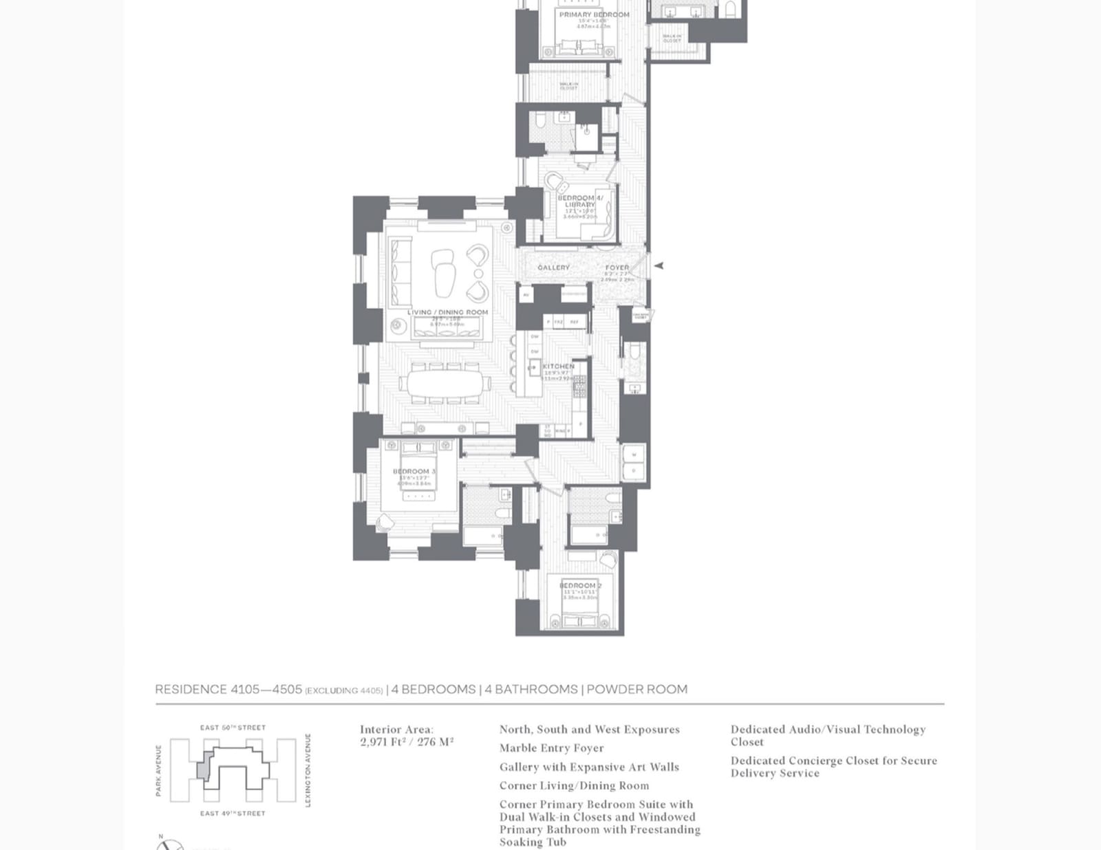 Waldorf Astoria Residences New York Residence 4105-4505 floor plan